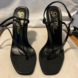 So Me , black strappy , sz 9. have been used maybe once ,  with 4.5” square